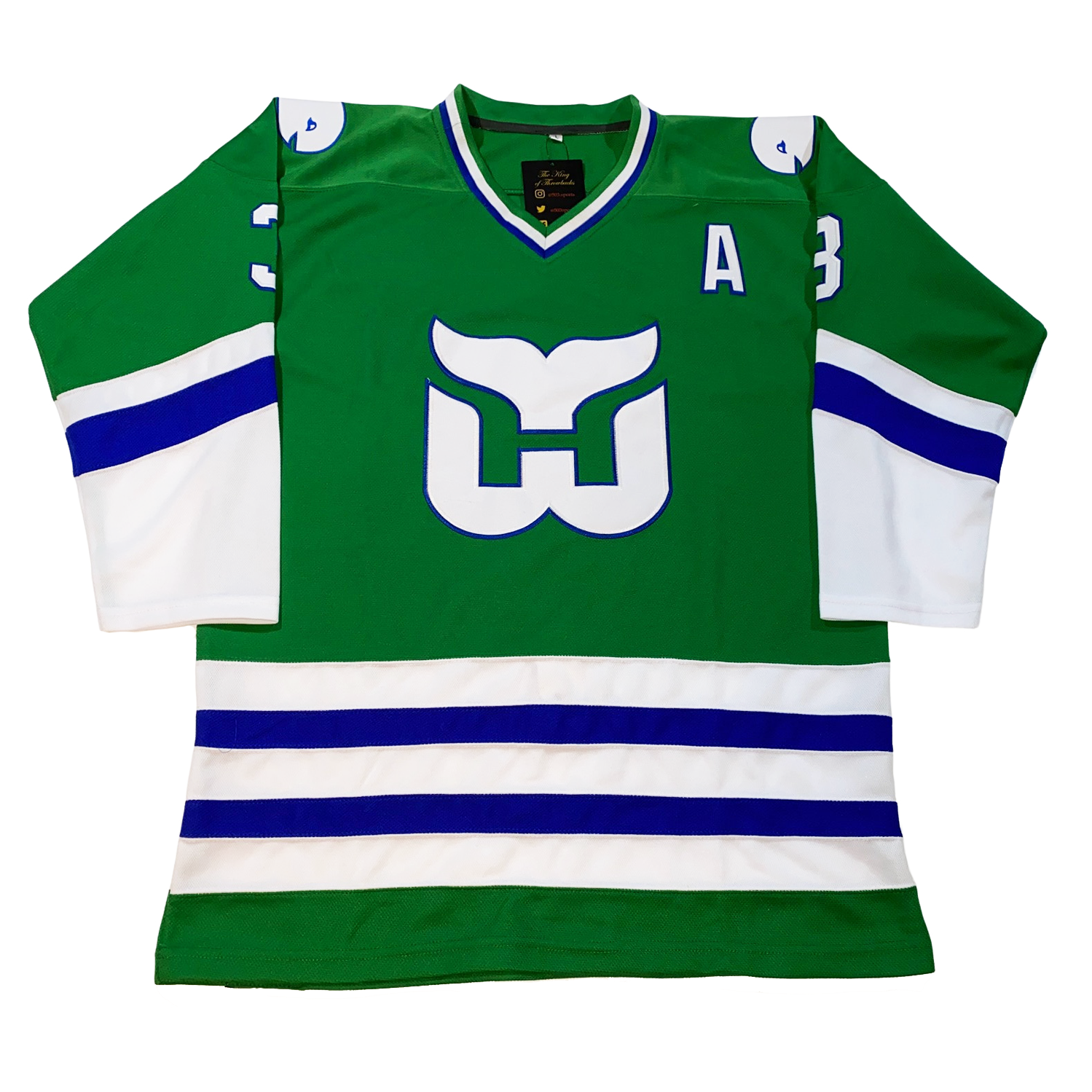 Top-selling item] Custom NHL Hartford Whalers Blue Version Hockey Jersey