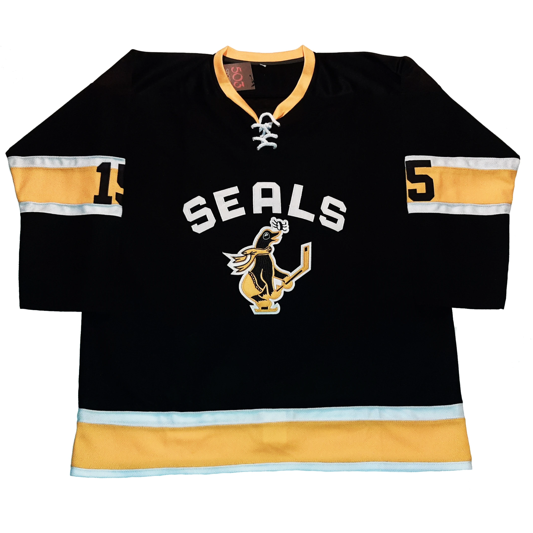 Stadium Adult Hockey Jersey - Black/Gold/Gray