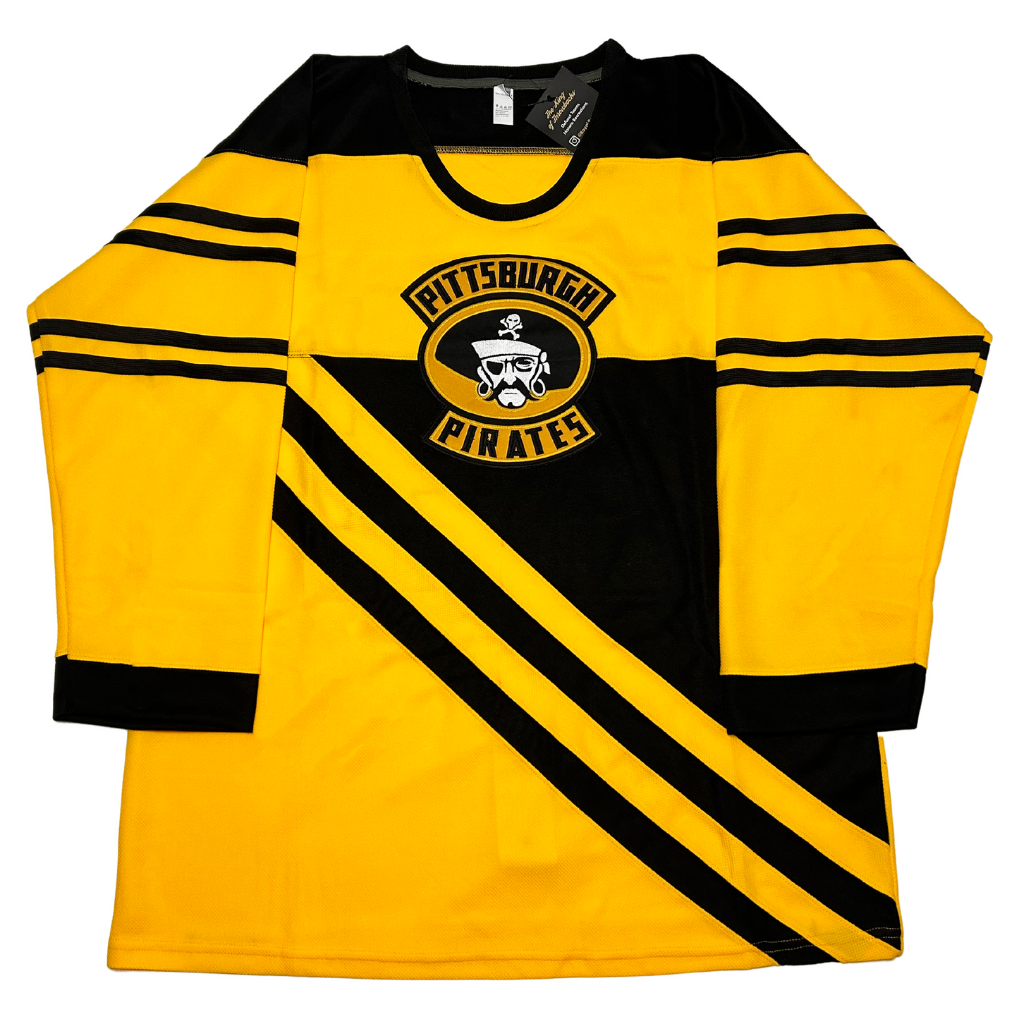 QualityJerseys Any Name Number Pittsburgh Pirates Retro Hockey Jersey Yellow Any Size - Yellow - Polyester - 2XL