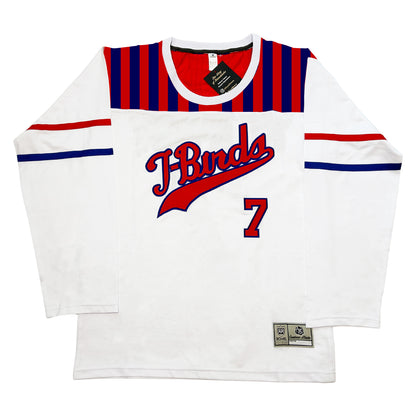 1966 Front Los Angeles Thunderbirds 1960's Jersey white with red lettering and number 7 trimmed in blue Royal Retros