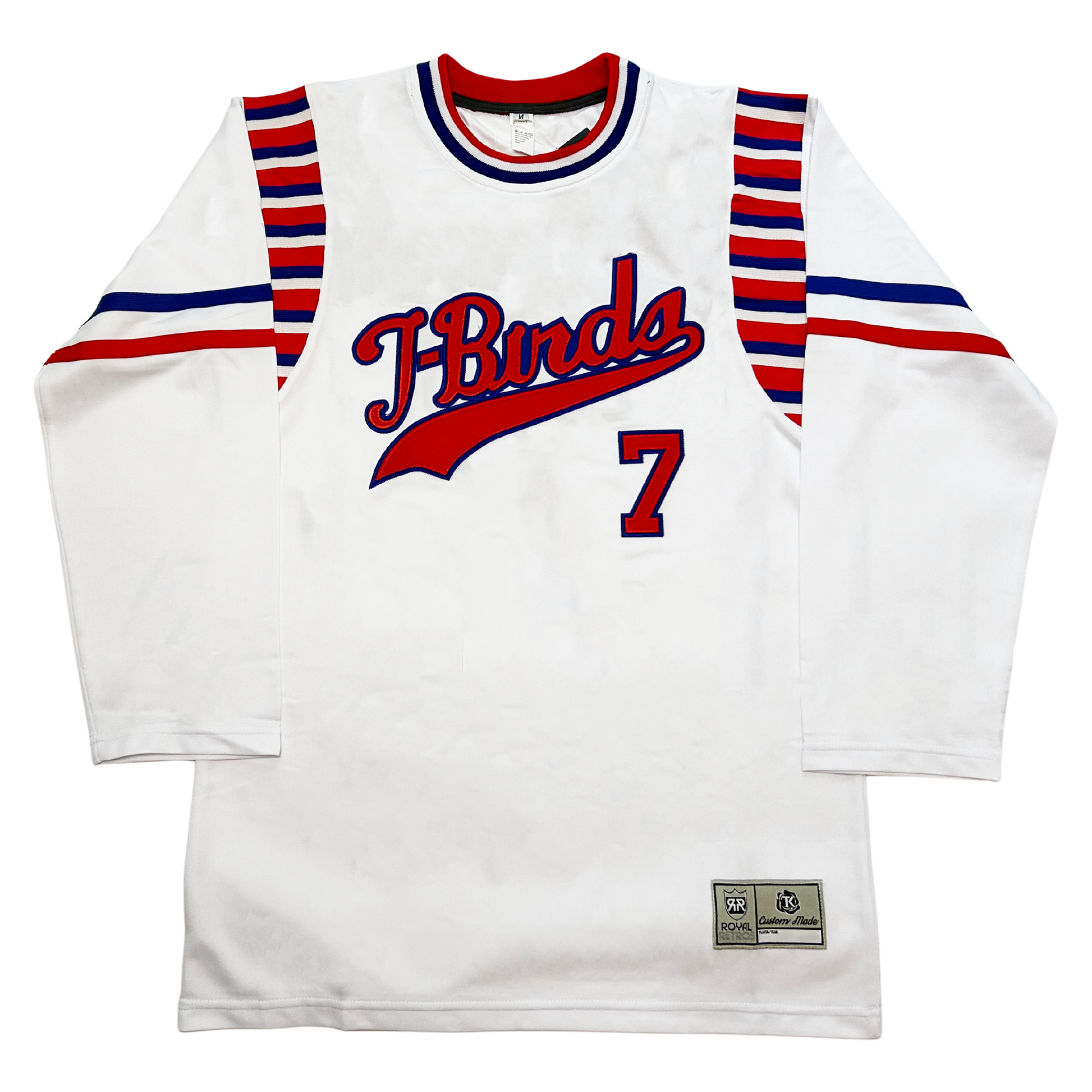 1974-1977 Los Angeles Thunderbirds 1970's Jersey white with red lettering and number in blue trim #7 Royal Retros