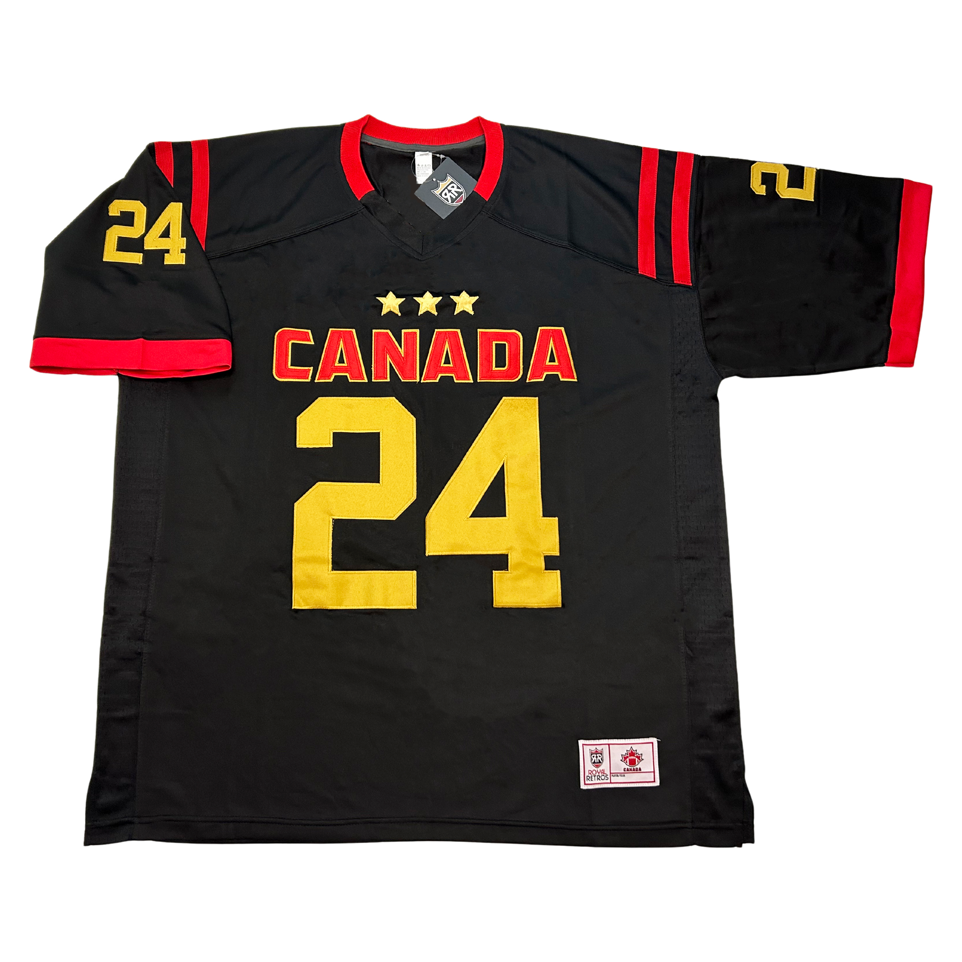 2024 Team Canada Football Jersey black and gold Royal Retros front