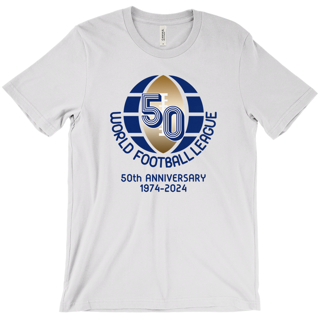 World Football League 50th Anniversary T-Shirt silver grey Royal Retros