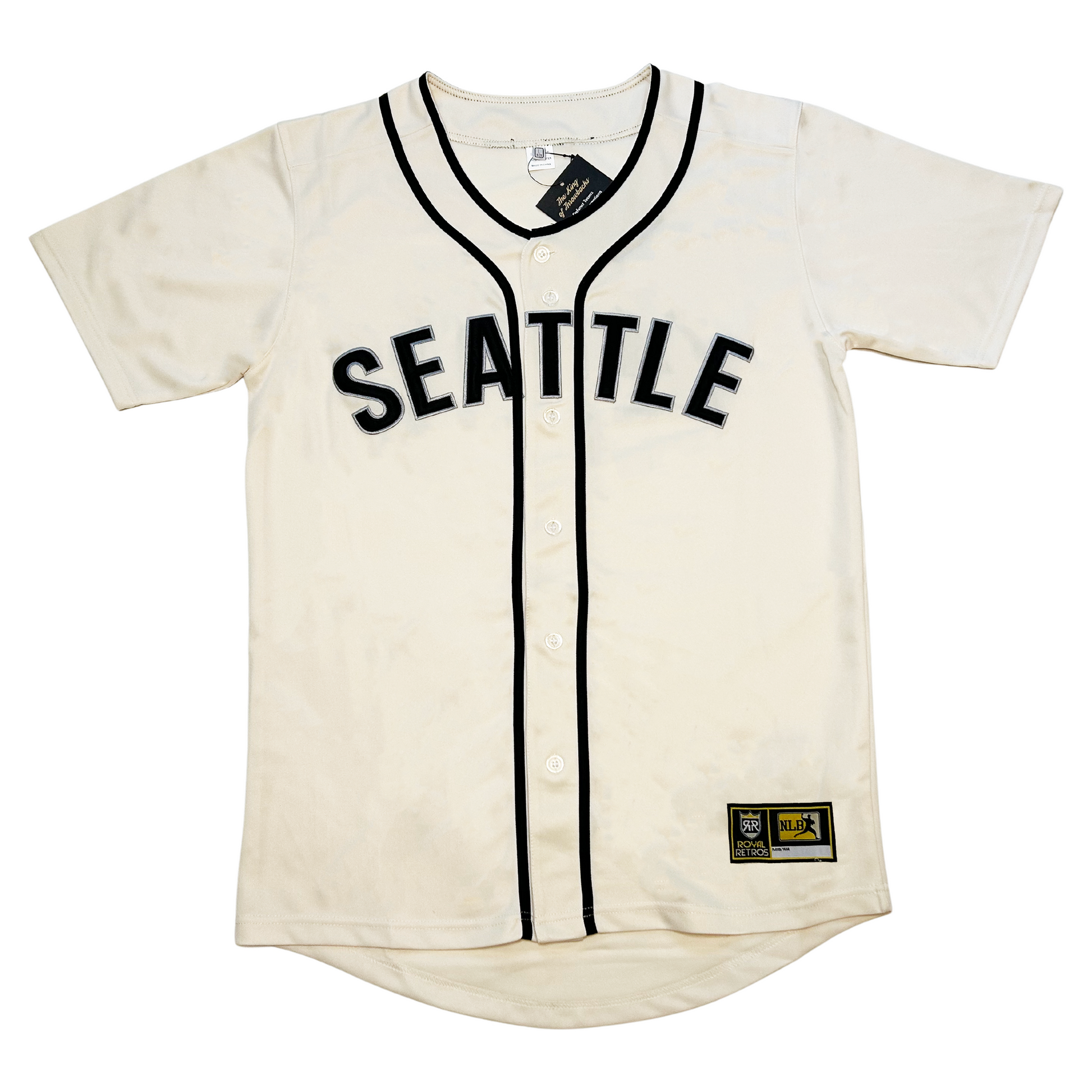 Seattle Steelheads negro leagues Jersey White with navy piping and lettering Royal Retros