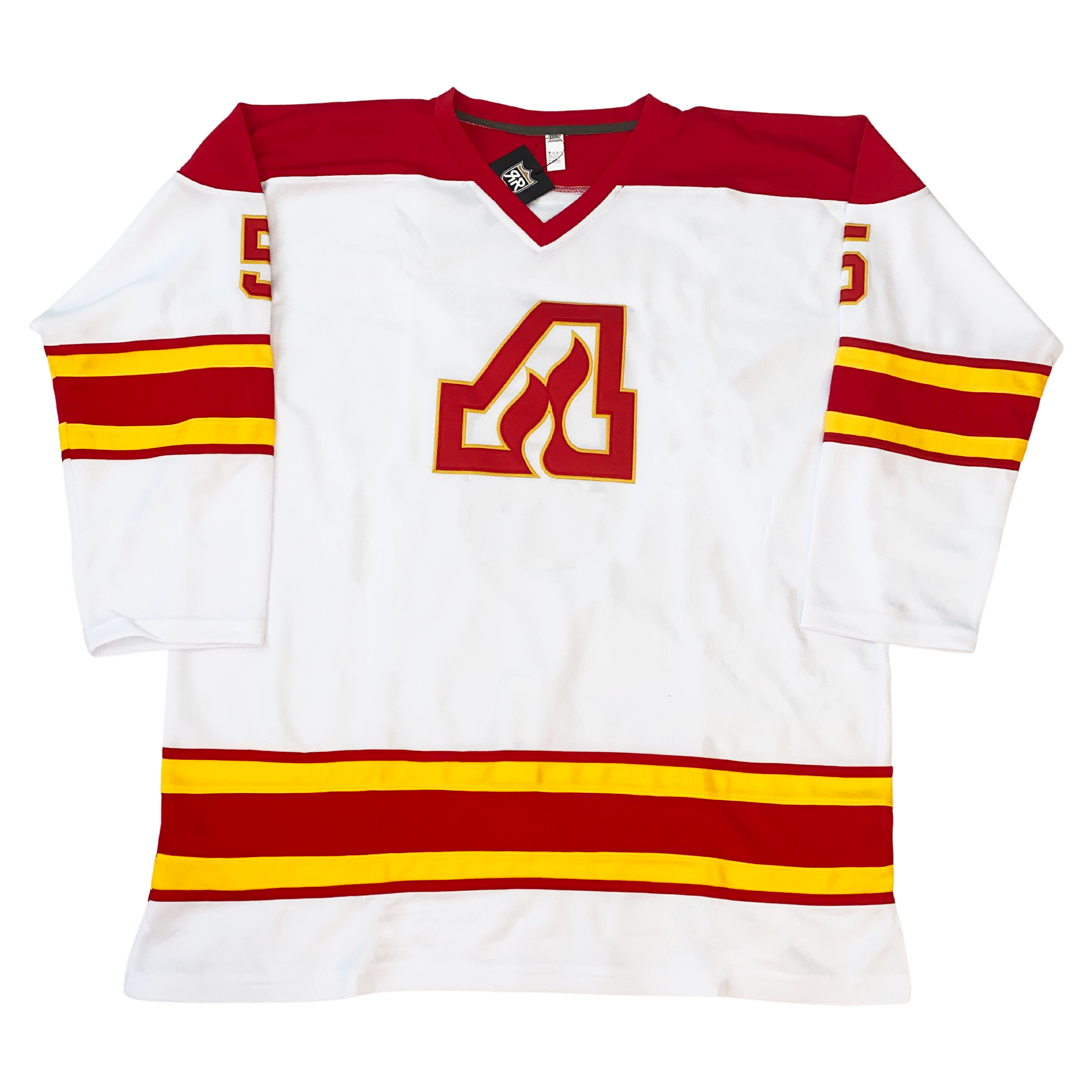 Another look at the Atlanta Flames warmup jerseys Calgary wore