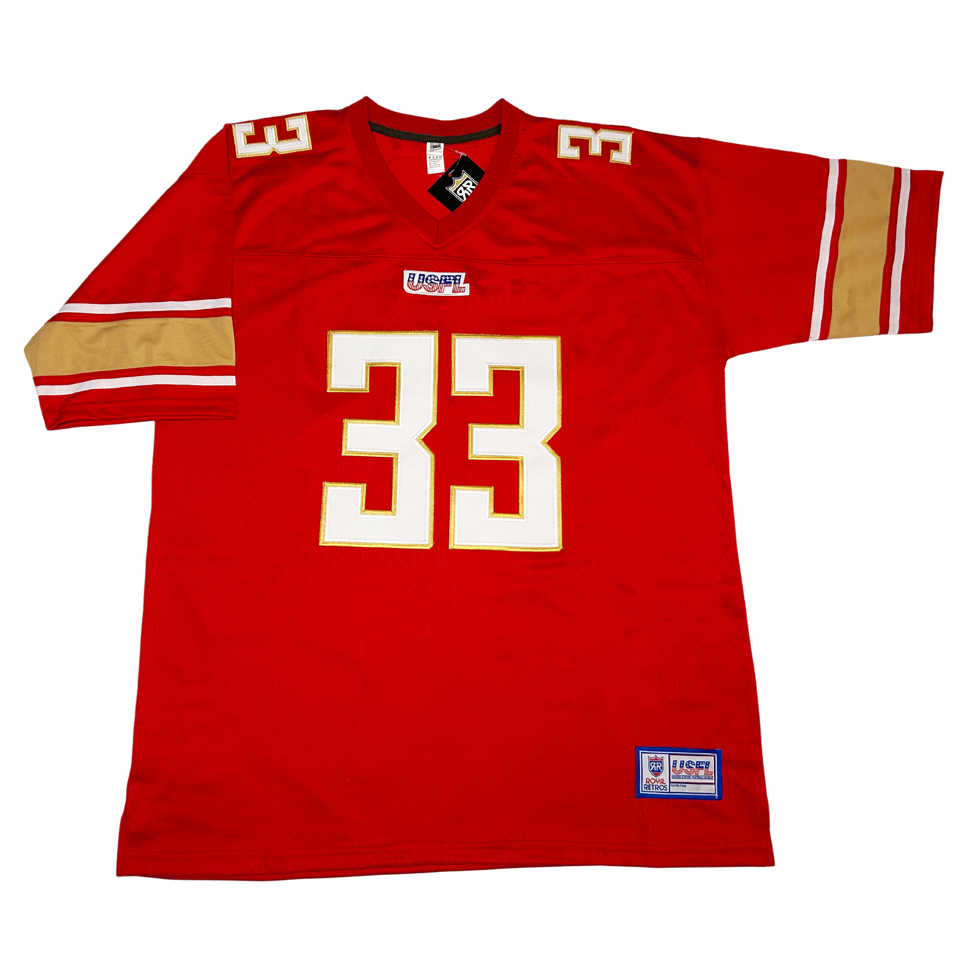 scooby wright Birmingham Stallions USFL Remix Jersey #33 red front Royal Retros