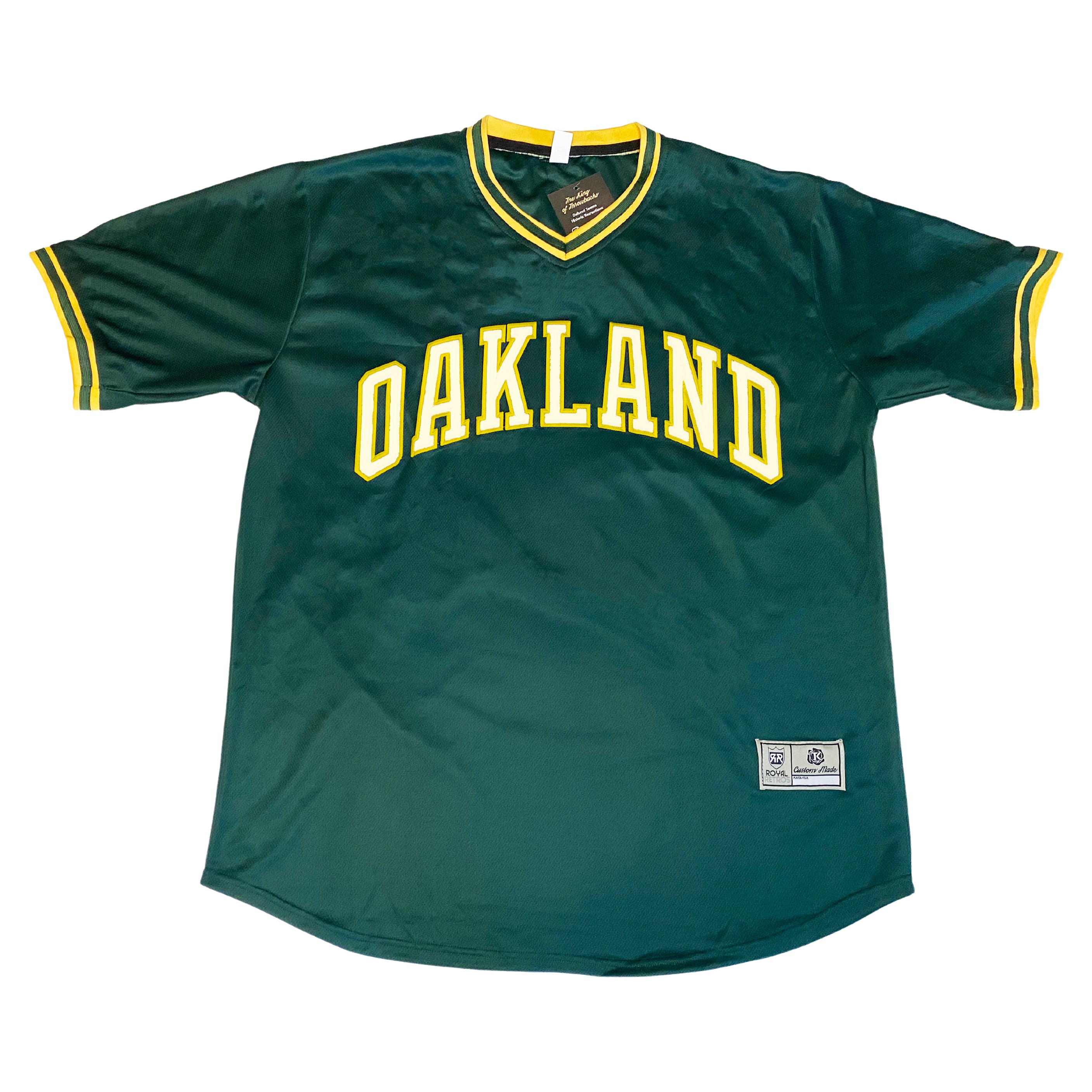 Oakland sold A’s Size 3XL 56 Majestic Jersey Gray Yellow Patches Made in USA