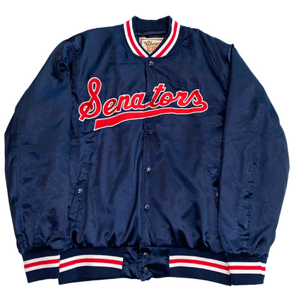 Senators Jacket blue with white and red trim Senators in script red with white trim Royal Retros